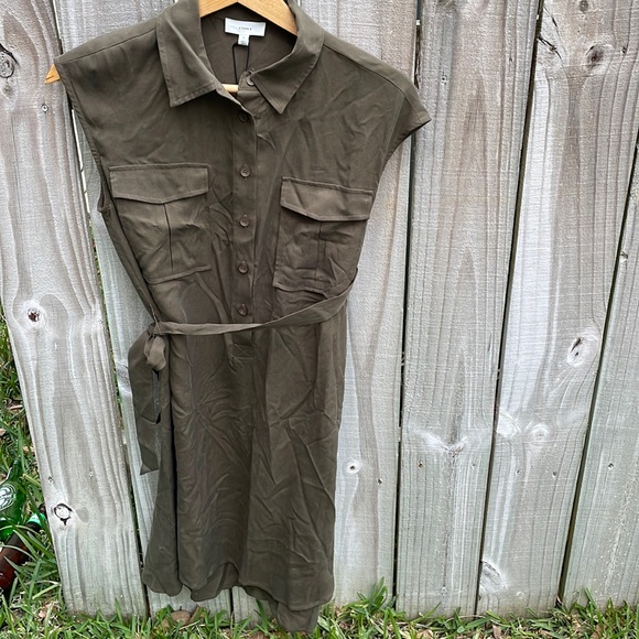 A Loves A Green Leaf Sleeveless Shirt Utility Dress Sz S NWT - Picture 1 of 5